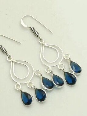 Tanzanite Gemstone Sterling Silver Drop Dangle Earrings